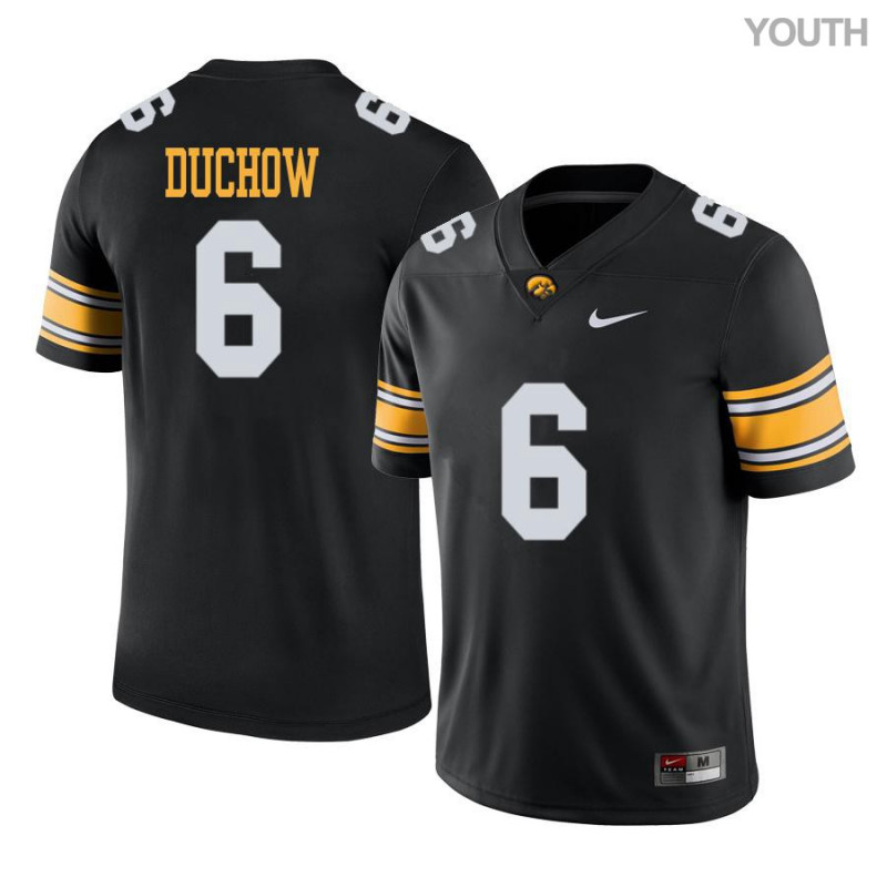 Youth Iowa Hawkeyes NCAA #6 Max Duchow Black Authentic Nike Alumni Stitched College Football Jersey KY34W17LO